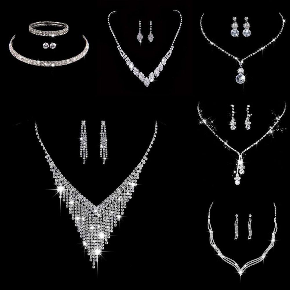 Anniversary Gift Women Necklace Dangle Earrings Water Drop Earrings Bridal Wedding Jewelry Set