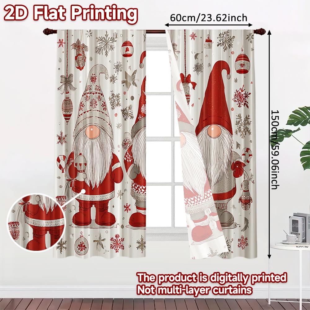 2 Stück, 2D-FLACHDRUCK Vorhänge (Ohne Stange) Festliche Wichtel(1) Moderne modische Vorhänge Maschinenwaschbare Stoffvorhänge
