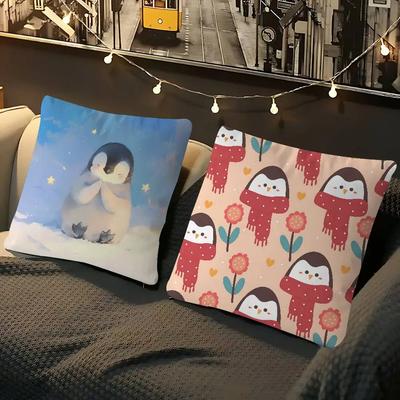 Niedlicher Pinguin Kissenbezug Auto Dekokissenbezug für Sofa Auto Weihnachtsgeschenk 40x40cm 45x45cm