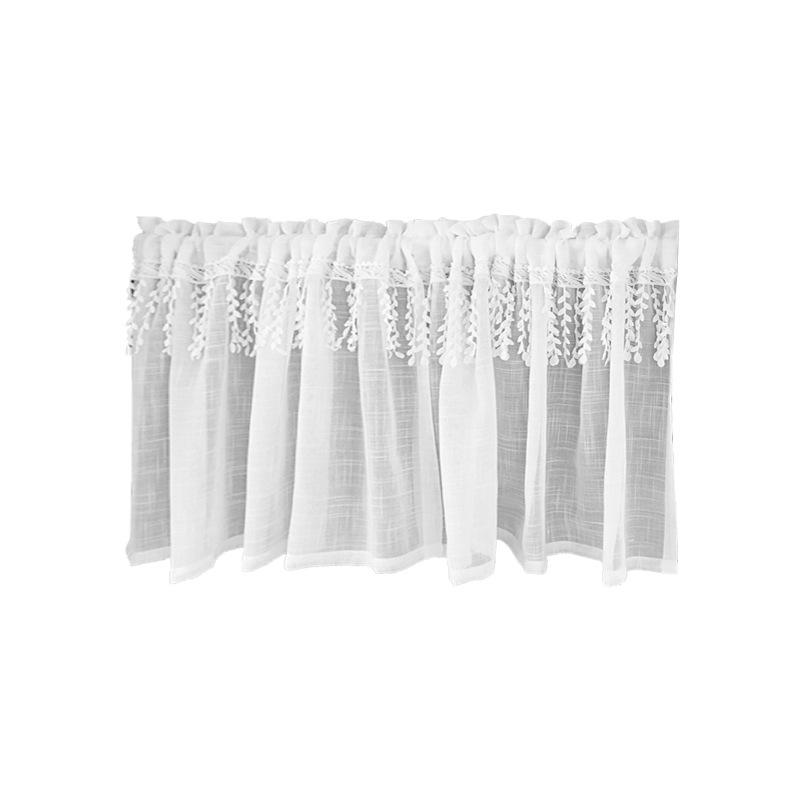 Small Fresh Dark Stripes Are Opaque To Light, People Wear Poles, Short Curtains, Willow Leaf Strips Splicing Short Curtains