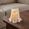 Gift for Cat Lovers 3D Printed Ghost Candle Holder, Spooky Figurine Small Halloween Party Prop with Warm Light Tabletop Home Decoration Miniature