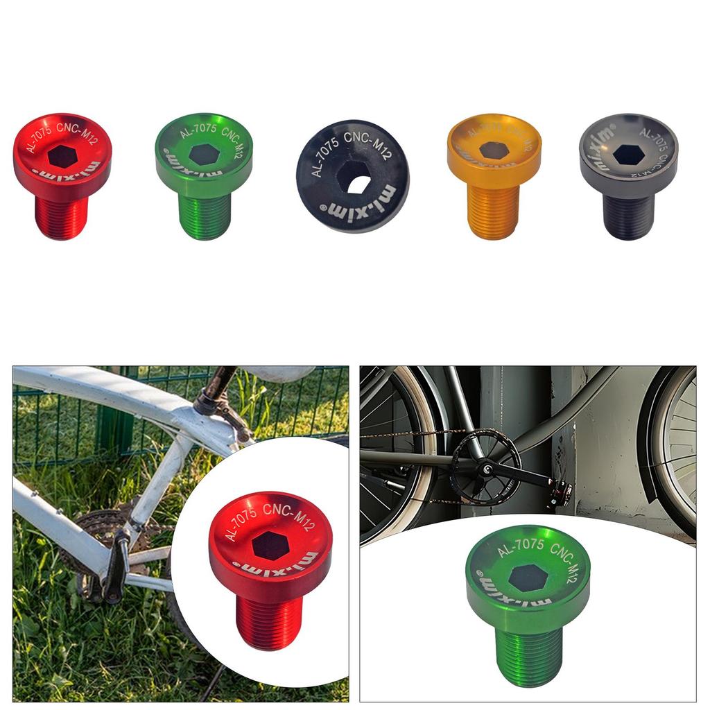 M12 Bicycle Bottom Bracket Crank Bolt Rust Resistant Aluminum Alloy for Bike Modification Accessories and Spare Parts