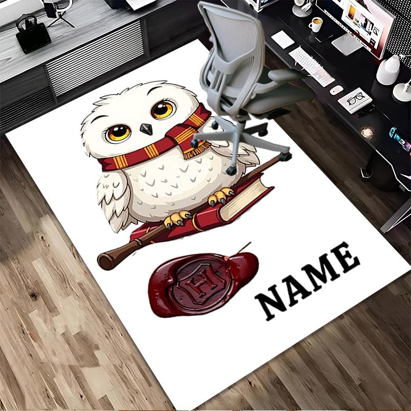 Custom Name Owl Magic Living Room Non-Slip Area Rug Soft Carpet for Bedroom Kids Playroom Sofa Office Home Decor Doormat