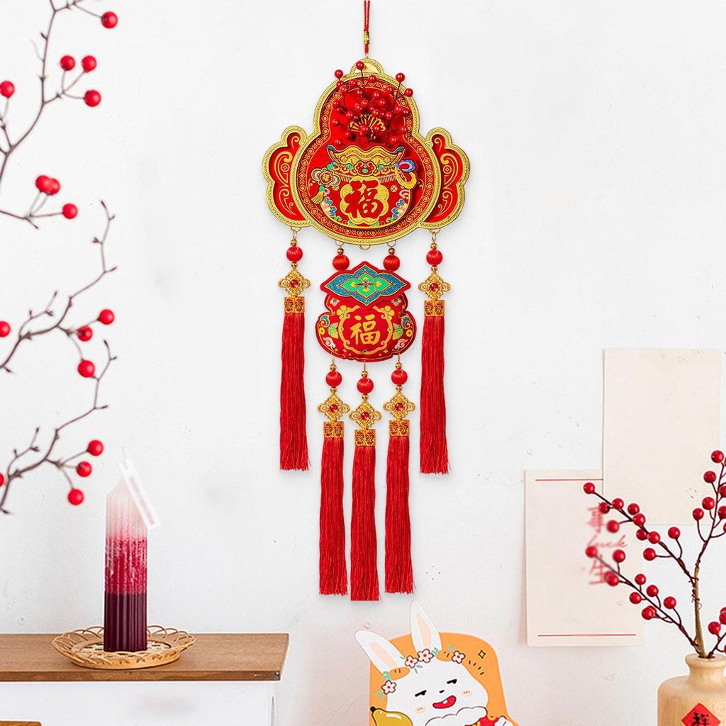 Chinese New Year Hanging Decorations 100x33cm Bedroom Housewarming Farmhouse Celebration Holiday with Tassels Fu Characters