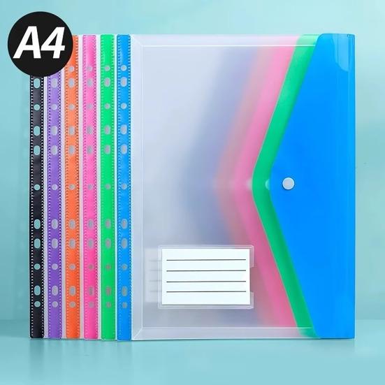 6 Pcs A4 Plastic Binder Pockets for 11 Ring Binder Letter Size