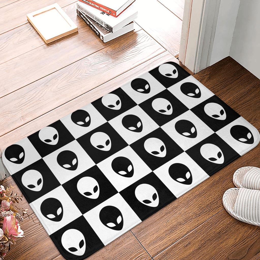 Universal vector icons alien heads Front Floor Door Entrance Mats Indoor Bathroom Kitchen Doormat Bedroom Carpet Rug
