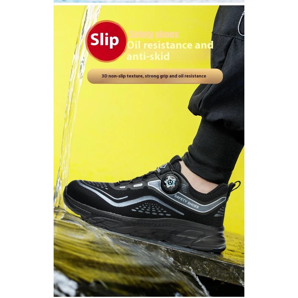 Obuwie robocze z obrotowym przyciskiem Męskie trampki Anti Smashing Anti Piercing Buty ochronne Ochronne stalowe buty z noskami
