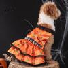 Soft Dog Clothing Halloween Pumpkin Dress, Black Lace Neck Outfit, Ruffled Festive Costume Autumn Pet Party for Small Dogs Holiday Dress