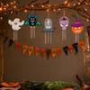 Halloween Classroom Activity Kits Wind Chime Making Kit for Kids Adults, DIY Wooden Ghost Pumpkin Bats Witch Art And Crafts Skeleton Tombstone Spider