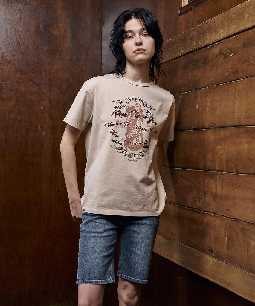 Mc Wood Gun Lydia 3625 Pigment Mermaid Semi-Overfit Cream Short Sleeve Tee