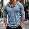 Men's Loose Fit Casual Hoodie Lightweight Pullover with Three Quarter Sleeve Drawstring Hooded Shirt for Everyday Wear