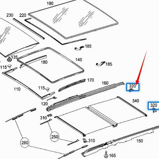 Mercedes-Benz ML/GLE W166 Sunroof Bracket Clip 2127820047/2127820147
