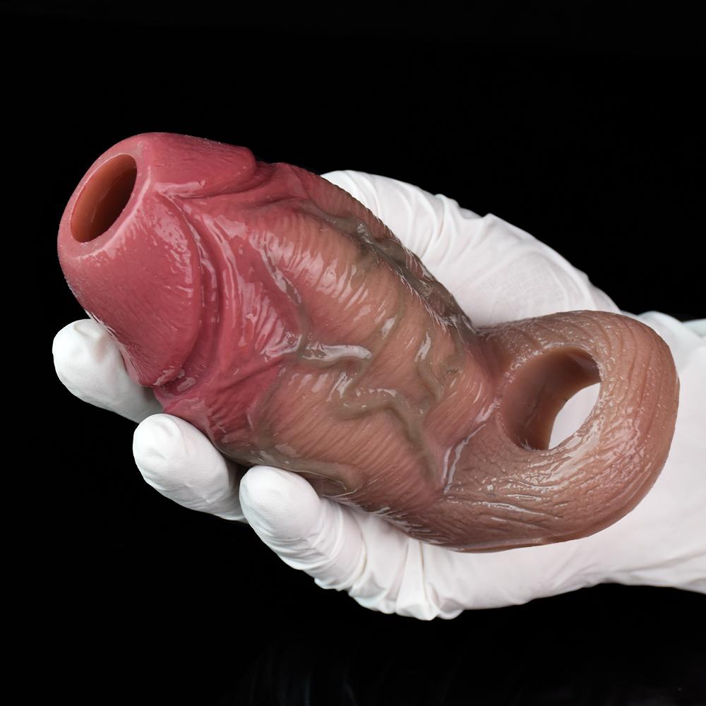 Realistic Silicone Penis Sleeve Extender Condom Cock Enlarger Strap On Adult Dildo Sex Toy