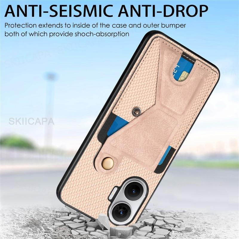 for POCO F7 Case Magnetic Wallet Card Holder Carbon Fiber Cover Texture Case for Xiaomi POCO X7 Pro Redmi Turbo 4Pro Stand Cover