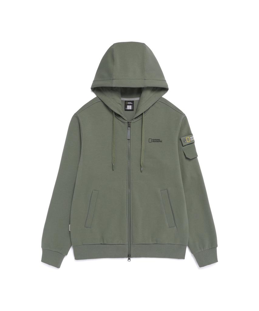 Nationalgeographic N261Uft950 Magay Sleeve Pocket Regular Fit Hoodie Full Zip Military Khaki
