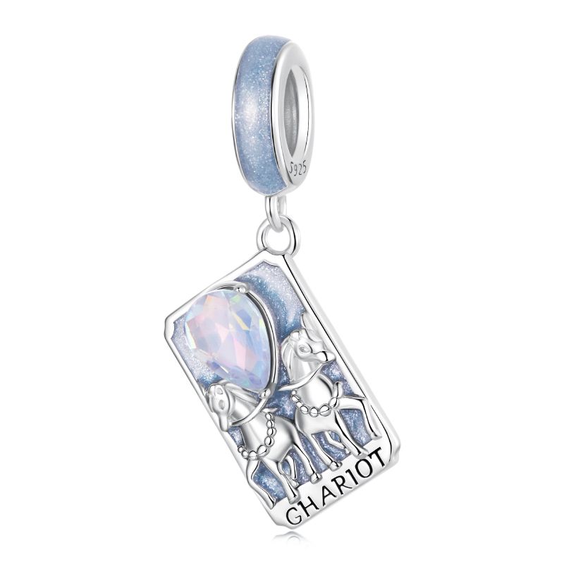WOSTU 925 Silver Colorful Tarot Cards Charm Pendent Magic Star Moon Sun Lover Bead Fit DIY Bracelet Necklace Women Gift