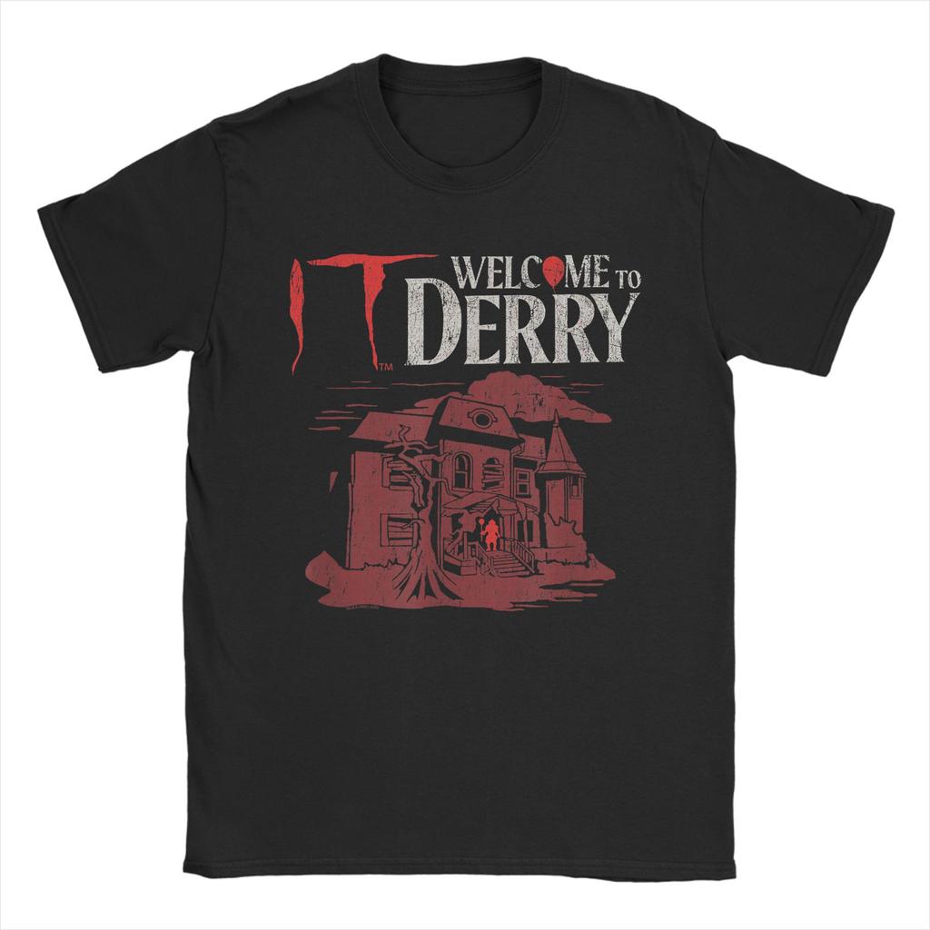 Pennywise The Dancing Clown Horror TV  T Shirt Beach Its Derrys Welcome Cotton T-Shirts For Men's Tee Shirt Short Sleeves Tops