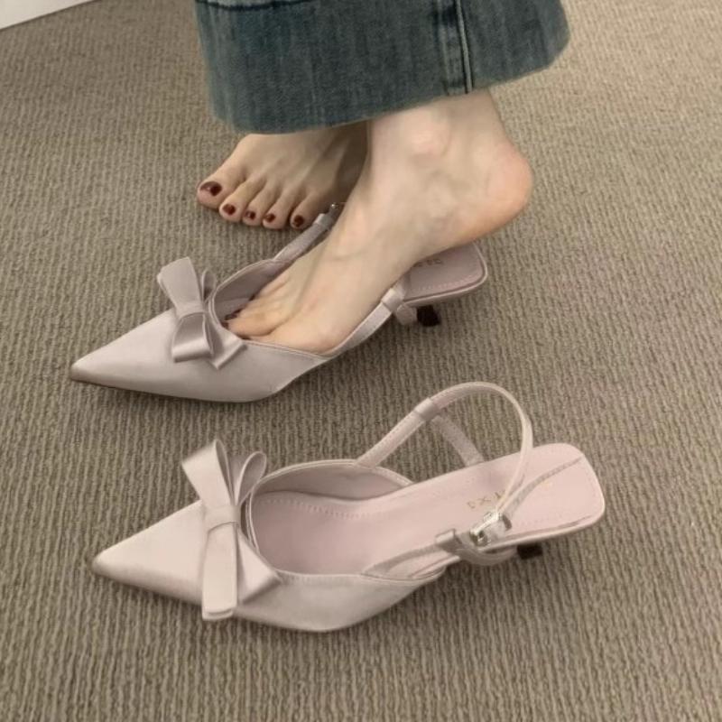 Summer Slip on High Heel Women Sandals Fashion Butterfly-knot Singbacks Pumps Stripper Party Female Sandalias