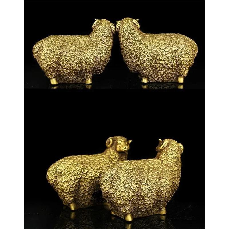 Lucky Zodiac Copper Sheep Ornaments Money Treasure Fortune Sheep Crafts Living Room Office Home Decor