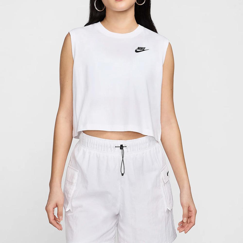 Nike Logo Embroidered Sports Crew Neck Tank Top Women Tops White FV5506-100
