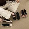 Flat-soled Xiaoxiangfeng Grandma Shoes Single Shoes Spring and Summer 2025 New Doudou Shoes Square Head Flat Shoes Mary Jane Women