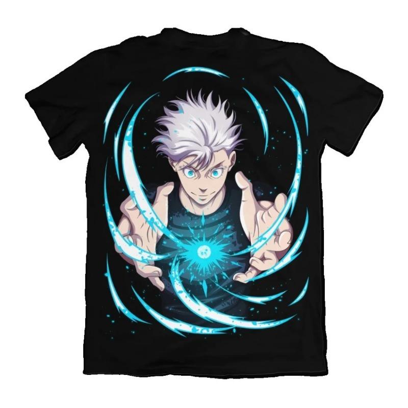 Jujutsu Kaisen Gojo Satoru Unisex Pure Cotton T-shirt 2026 Summer Hot Anime Print Round Neck Loose Family Short Sleeved Top