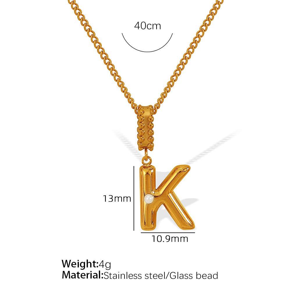 18k Gold-Plated Titanium Steel Bubble Letters Necklace for Women
