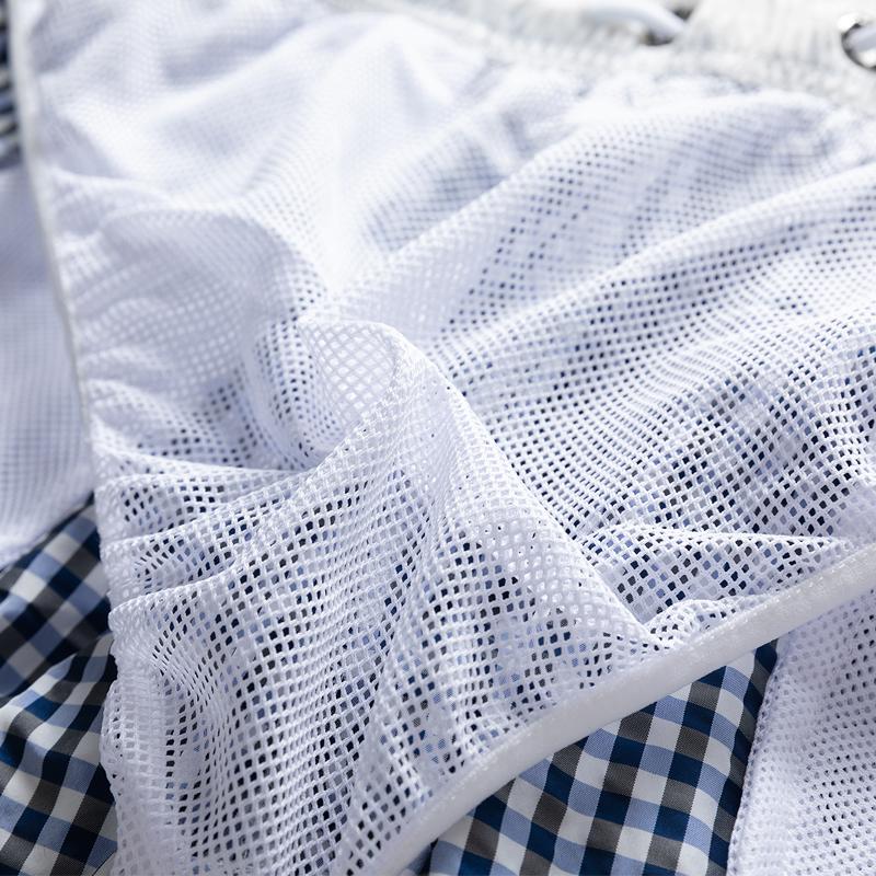Men's Gingham Check Casual Shorts – Elastic Drawstring Waist Pocket Shorts for Summer Daily & Streetwear