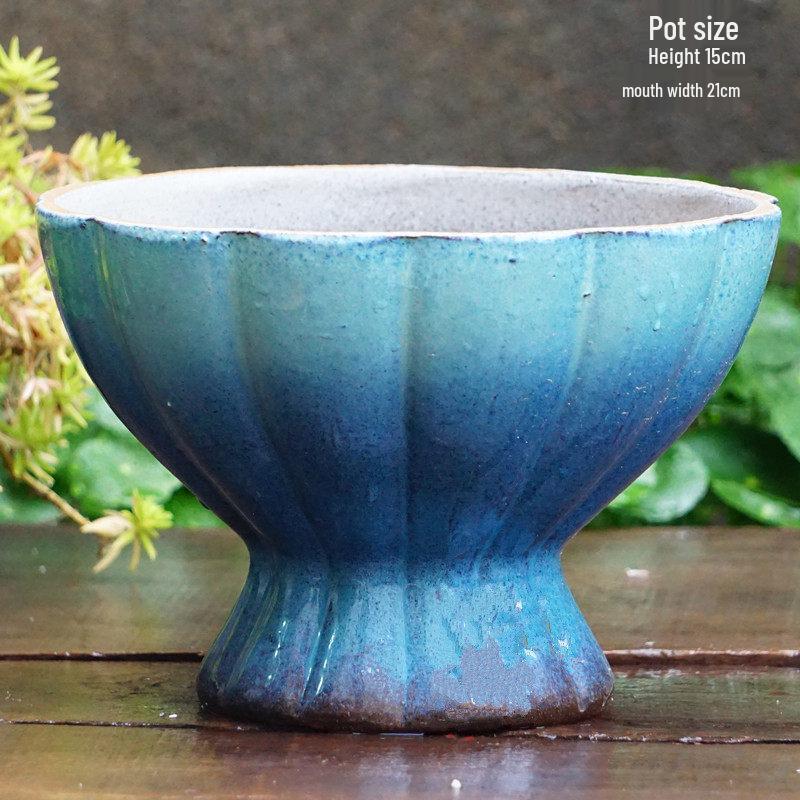 Personalized Large Ceramic Succulent Flower Pot with Wide Caliber - Free Shipping