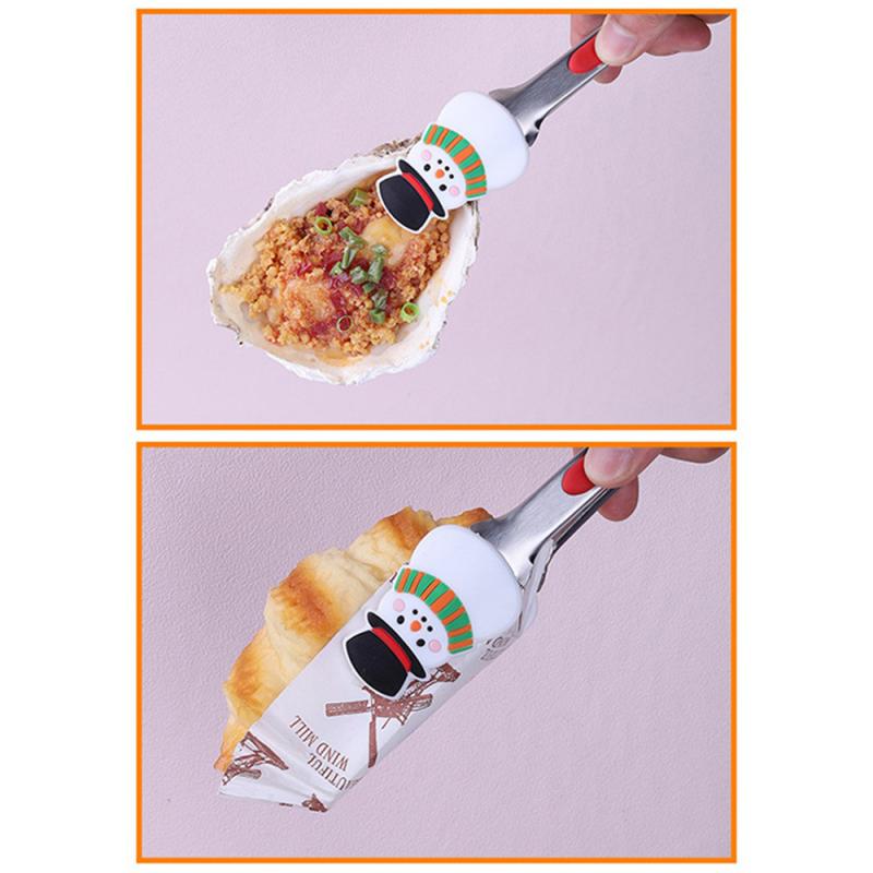 Silikon Lebensmittelclip Weihnachts-Stil Backzange Edelstahl Brotklemme Hitzebeständig Grillclip für Zuhause Küche Picknick