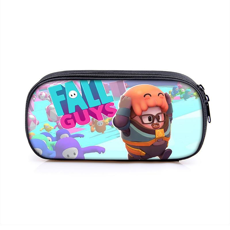 Fall Guys Cartoon Pencil Case For Students With Nylon Material Storage Organizer