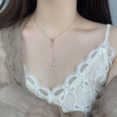 Niche Design Tassel Diamond-inlaid Hoist Necklace for Women Clavicle Chain for Women Cold Style Pendant Trend