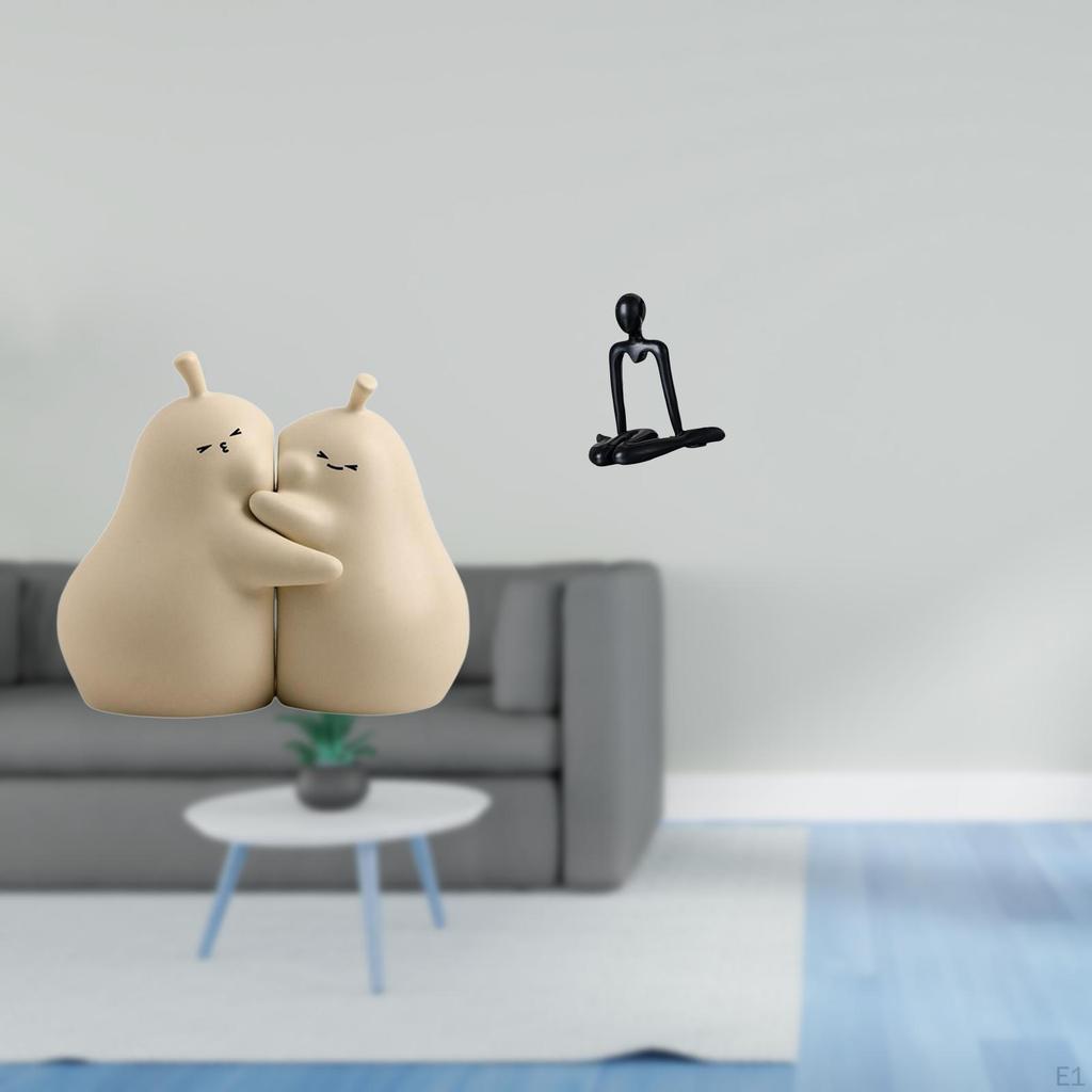 Hugging Thinker Pear Book Stand Abstract Sculpture Ceramic Bookend Fine Workmanship Decorative