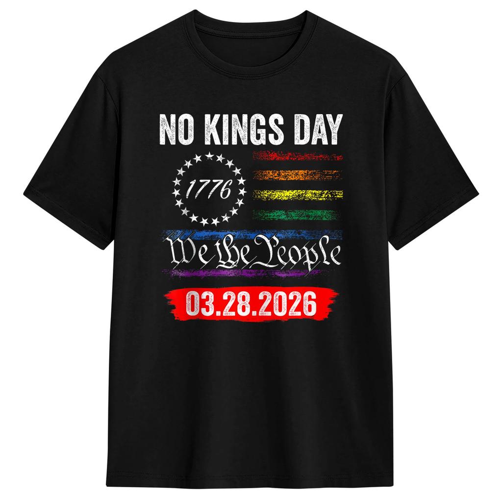 Vintage T Shirt Summer No Kings March 28 2026 No Kings Day Hip Hop TShirts Cotton Tshirt Men Awesome Loose Short Sleeve Tees