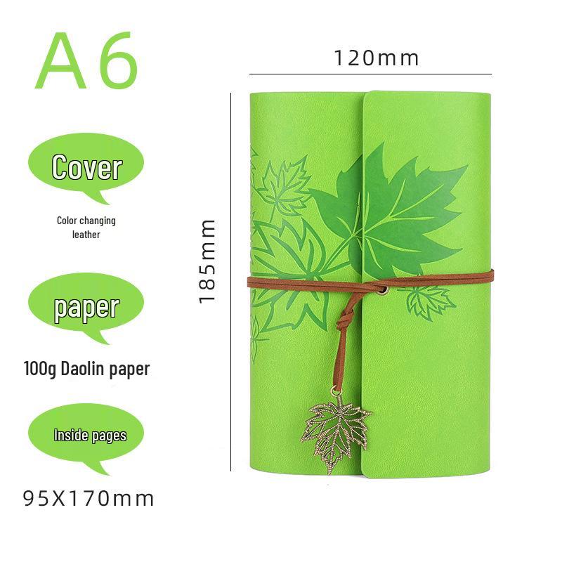 Retro Ribbon Tie Tri-fold Loose-leaf Notebook - Student Travel Notepad & Stamp Book