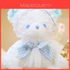 Plush Rabbit Bear Doll With Lace And Checkered Bow Decor For Girls Kids Birthday Gift And Sleep Support