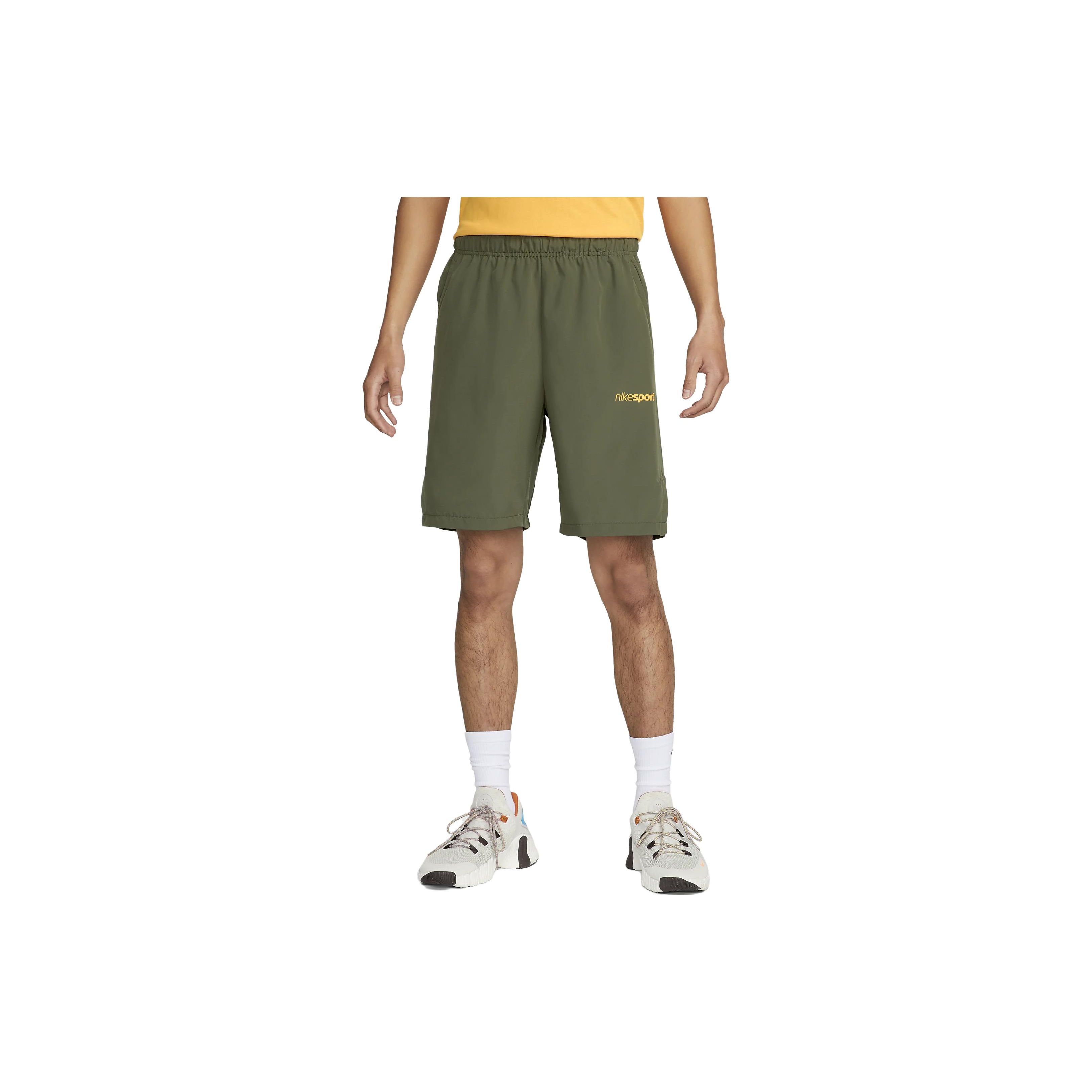Nike Solid Color Drawstring Straight Leg Casual Shorts Men shorts Olive-Green FJ5276-325 L
