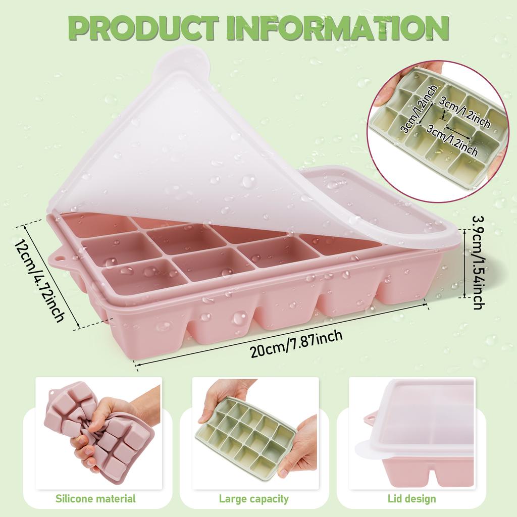4 Pcs Silicone Ice Cube Mold Reusable Square Ice Cube Molds Easy Release Silicone Ice Cube Tray with Lid for Bar Kitchen Gadgets