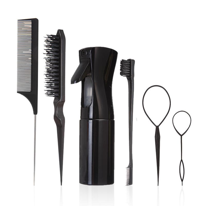 Black Hairdressing Set, Spray Bottle, Hair Comb, Eyebrow Brush, Hair Styling Set, Home Use