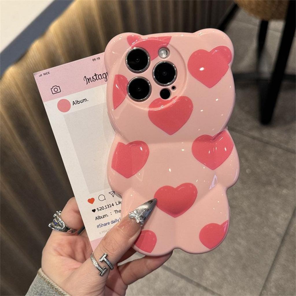 Cartoon Bear Shell Mobile Phone Case Japanese and Korean Minimalist Style Simple Anti-fall Cute Female Small Fresh Soft Set Creative Mobile Phone Case