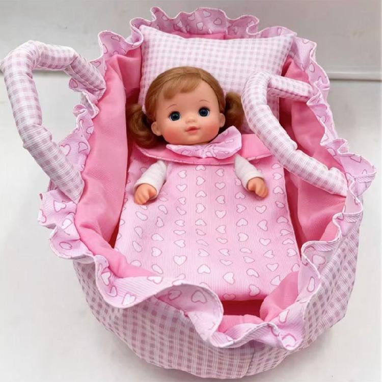 Panier berceau pour poupée avec oreiller et literie, Berceau en tissu pour jeu d'imitation pour poupées de 30 cm et Activité de jeu de rôle d'exposition