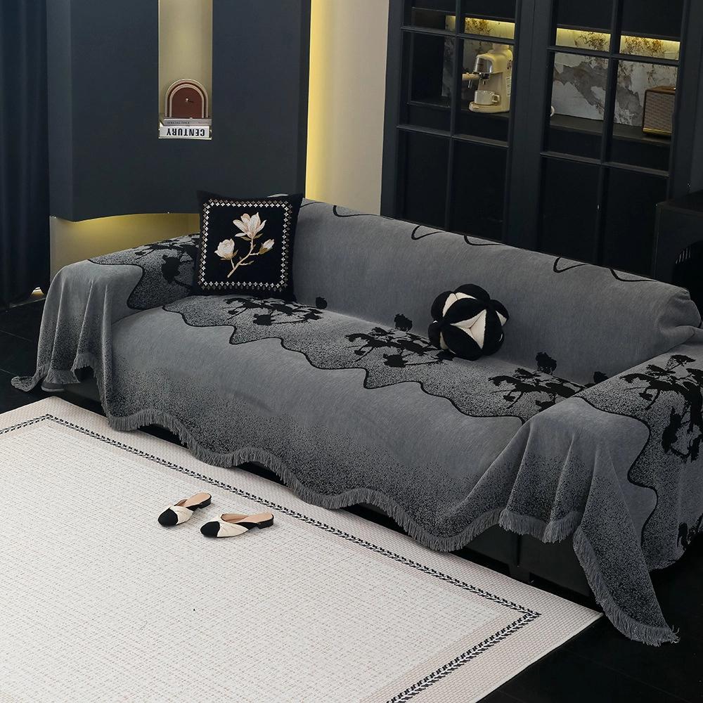 

Современный минималистичный плед с кисточками для дивана, универсальный чехол на все сезоны, плед-накидка на диван с полным покрытием, идеально для домашнего декора 180 x 130CM серый