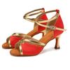 Latin Dance Shoes  Satin Sandal Ladies Latin Dancing Shoes Pro Soft Sole High Heels Comfortable Stable