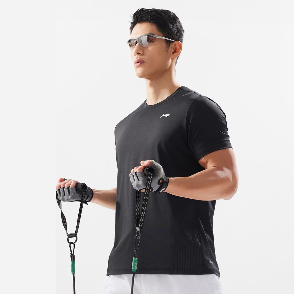 Li-Ning Minimalist Sports Casual Cool Air Feel T-Shirt Men Tops Black ATSV333-1