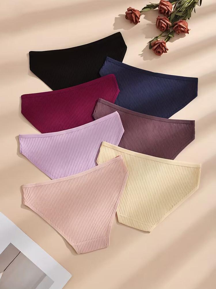 Set de 7 Piezas Bragas Rayadas para Mujer Ropa Interior Femenina Cintura Baja Algodón Sexy Lisas Ropa Interior Femenina Lencería S-XXL
