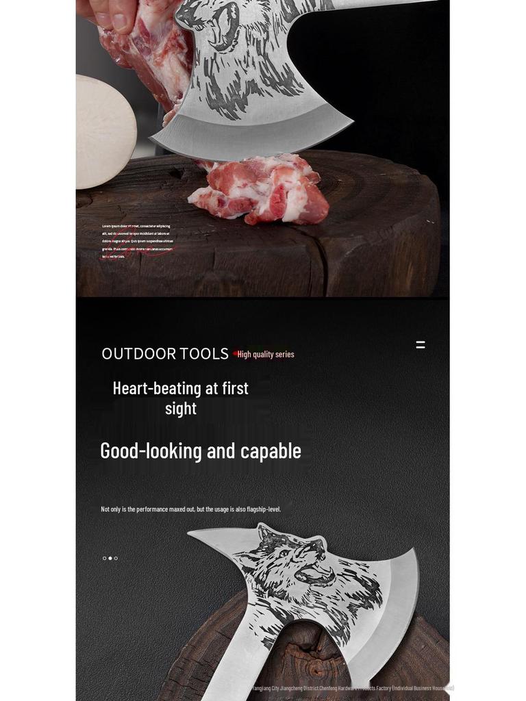 Multipurpose Wolf Head Outdoor Axe for Chopping, Logging, and Fire Tasks