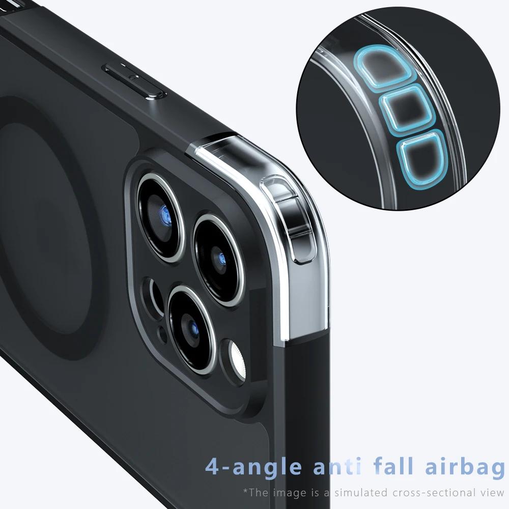 For Magsafe Magnetic Case for IPhone 16 Pro Max 15Pro Matte Armor Transparent Cover for IPhone 16 15 Plus Wireless Charging Acrylic Shockproof Bumper