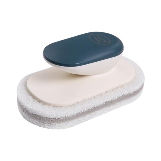 Pot Brush Ergonomic Handle Detachable Sponge Head Oil Stain Removal Stubborn Dirt Cleaning Brush Bathroom Cleaning Tool