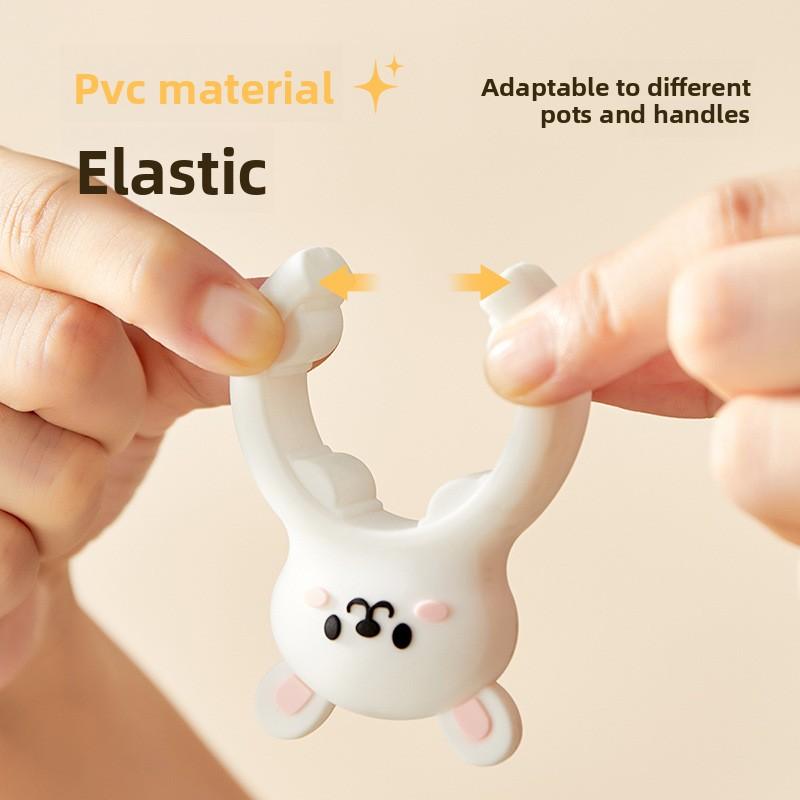 1PCS Rabbit Portable Silicone Anti-overflow Pot Lid Clip Anti-scalding Spoon Holder Support Rack Kitchen Universal Spatula Bracket Clip