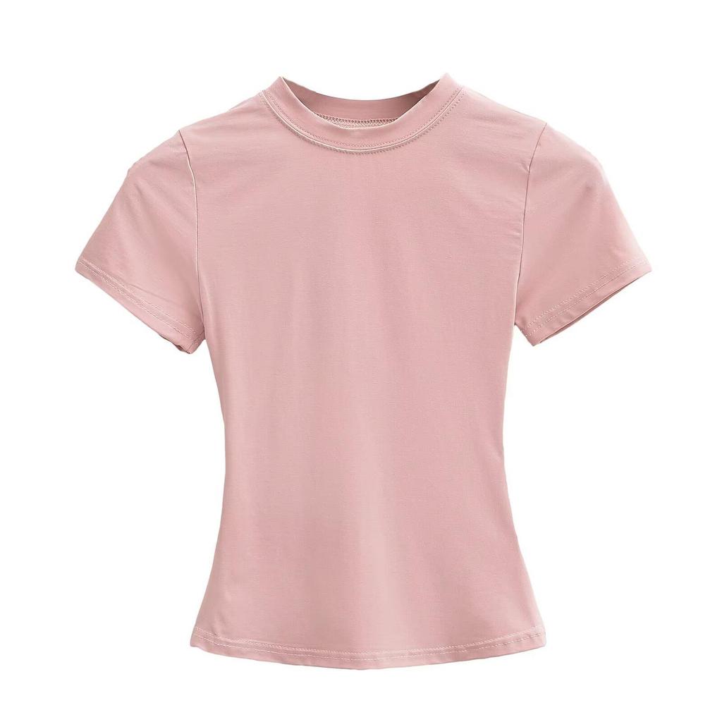 Sexy European & American Style Slim Fit Short Sleeve Round Neck T-Shirt - Versatile Summer Basic